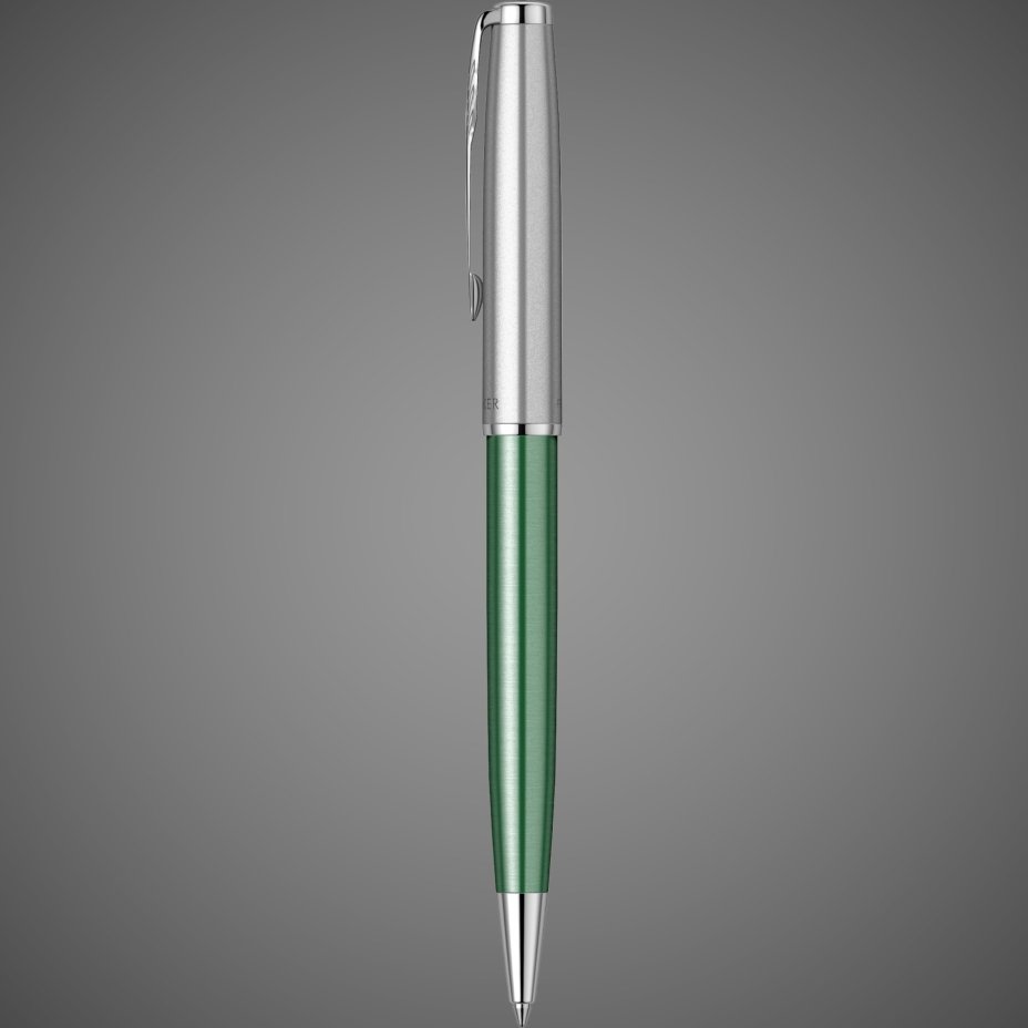 Шариковая ручка Parker Sonnet Essentials Green SB Steel CT, цвет чернил black, стержень: M, в подарочной упаковке., Металлы: нержавеющая сталь, палладий