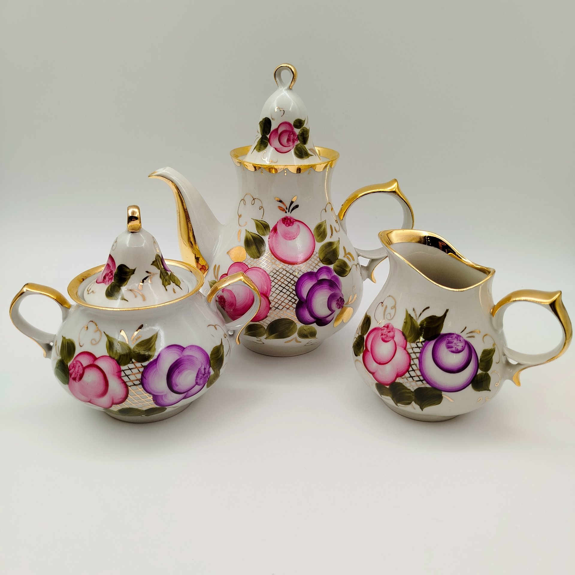 Сервиз кофейный с цветочным декором на 6 персон (15 предметов)