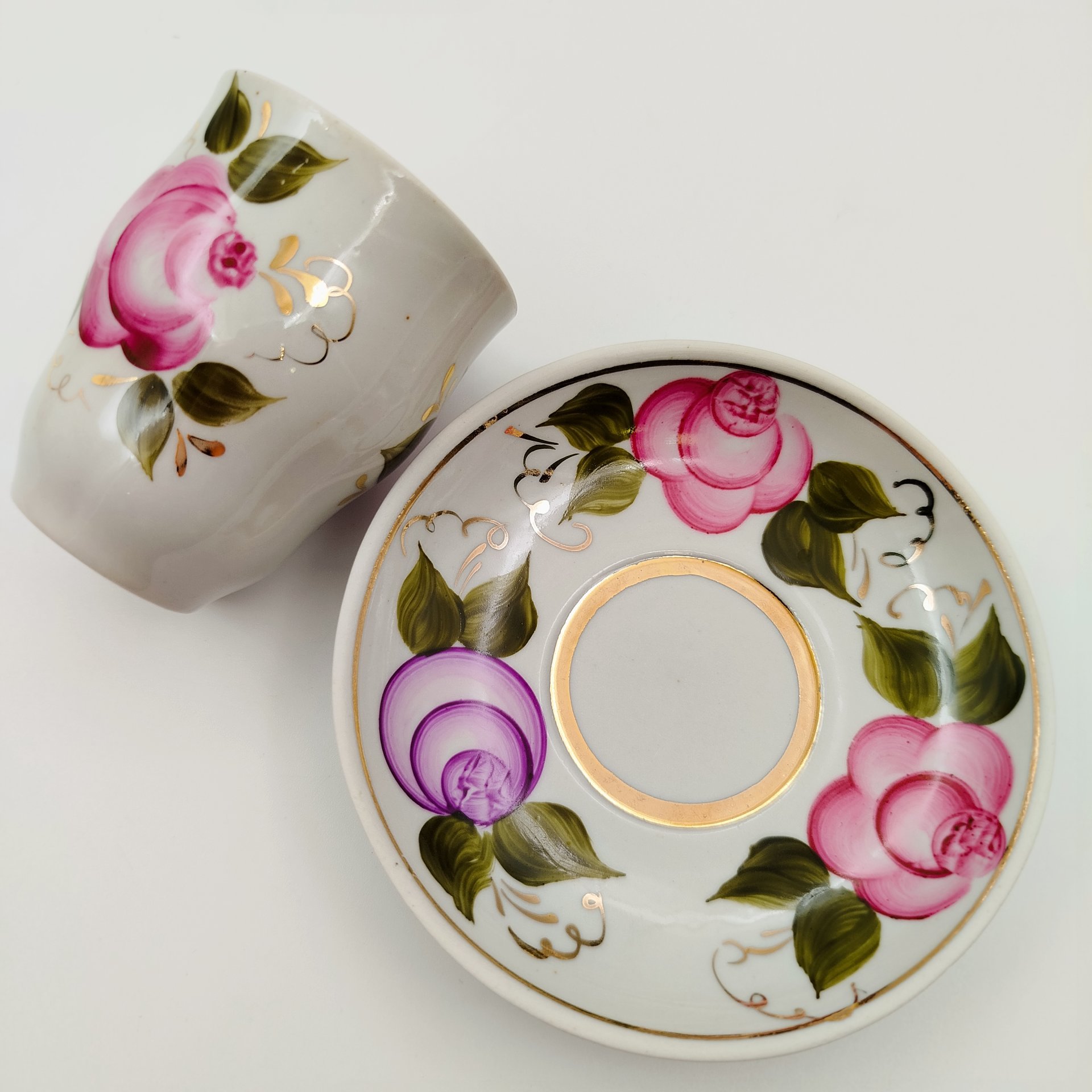 Сервиз кофейный с цветочным декором на 6 персон (15 предметов)