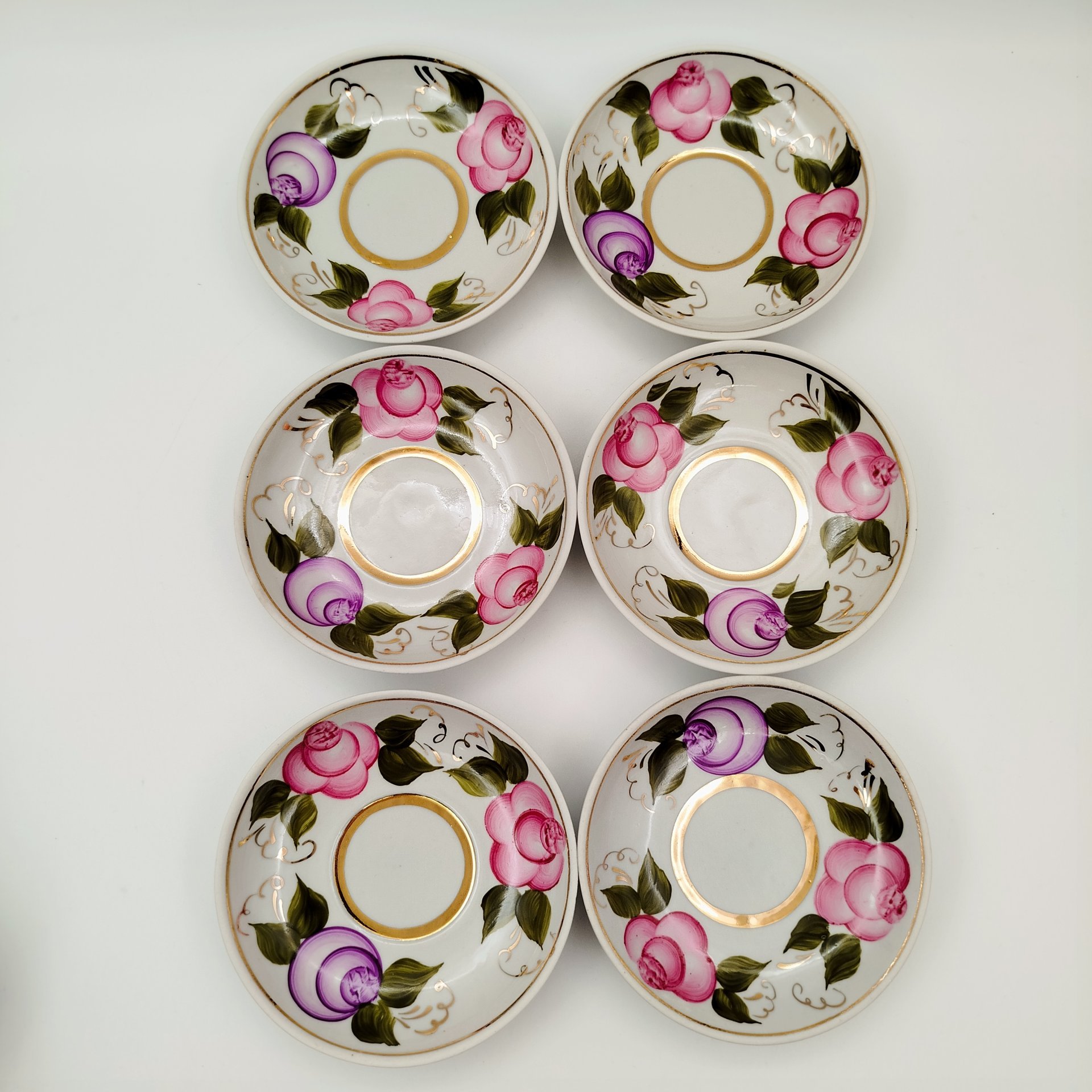 Сервиз кофейный с цветочным декором на 6 персон (15 предметов)