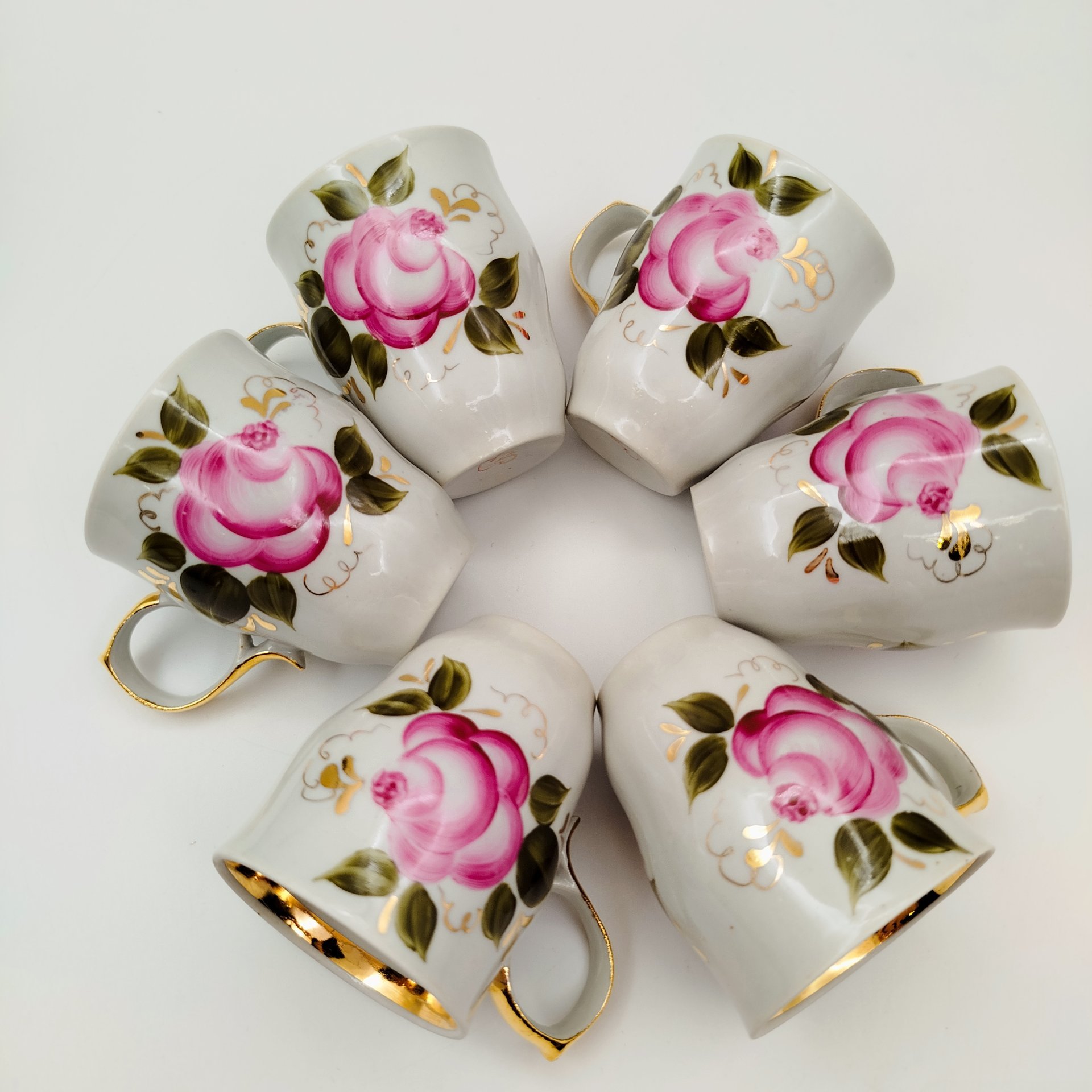 Сервиз кофейный с цветочным декором на 6 персон (15 предметов)