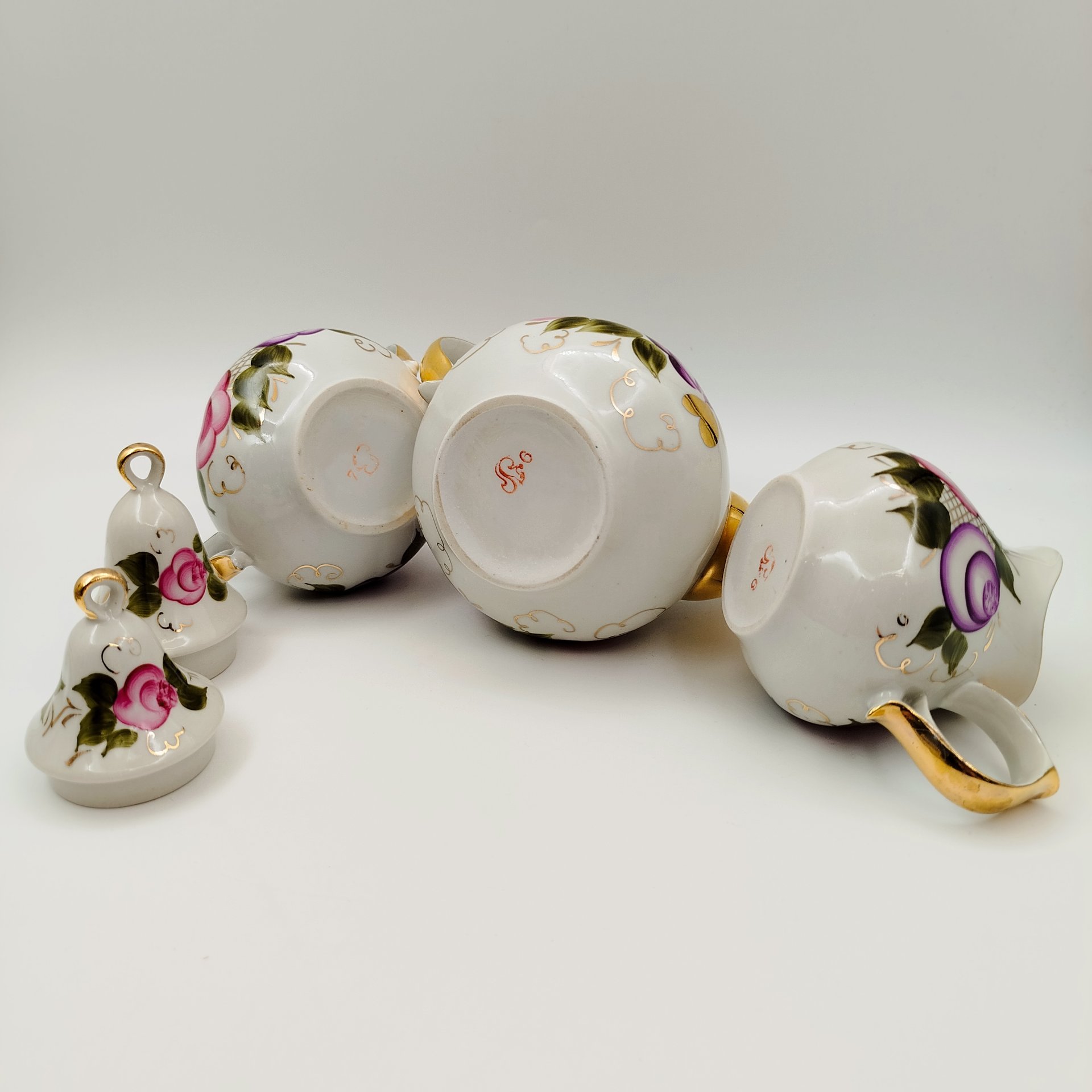 Сервиз кофейный с цветочным декором на 6 персон (15 предметов)