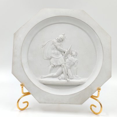 Панно декоративное (барельеф) "Бои при Кульме. 1813 год", по модели медальона Ф.П. Толстого, гипс, СССР, 1960-1980 гг.