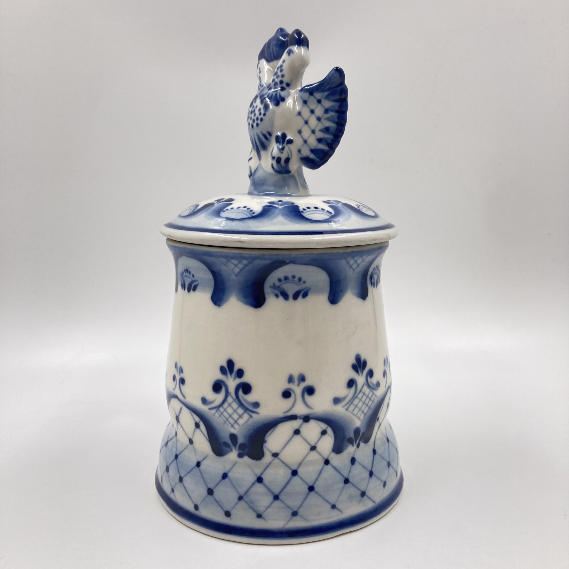 Кружка пивная с крышкой, Гжель