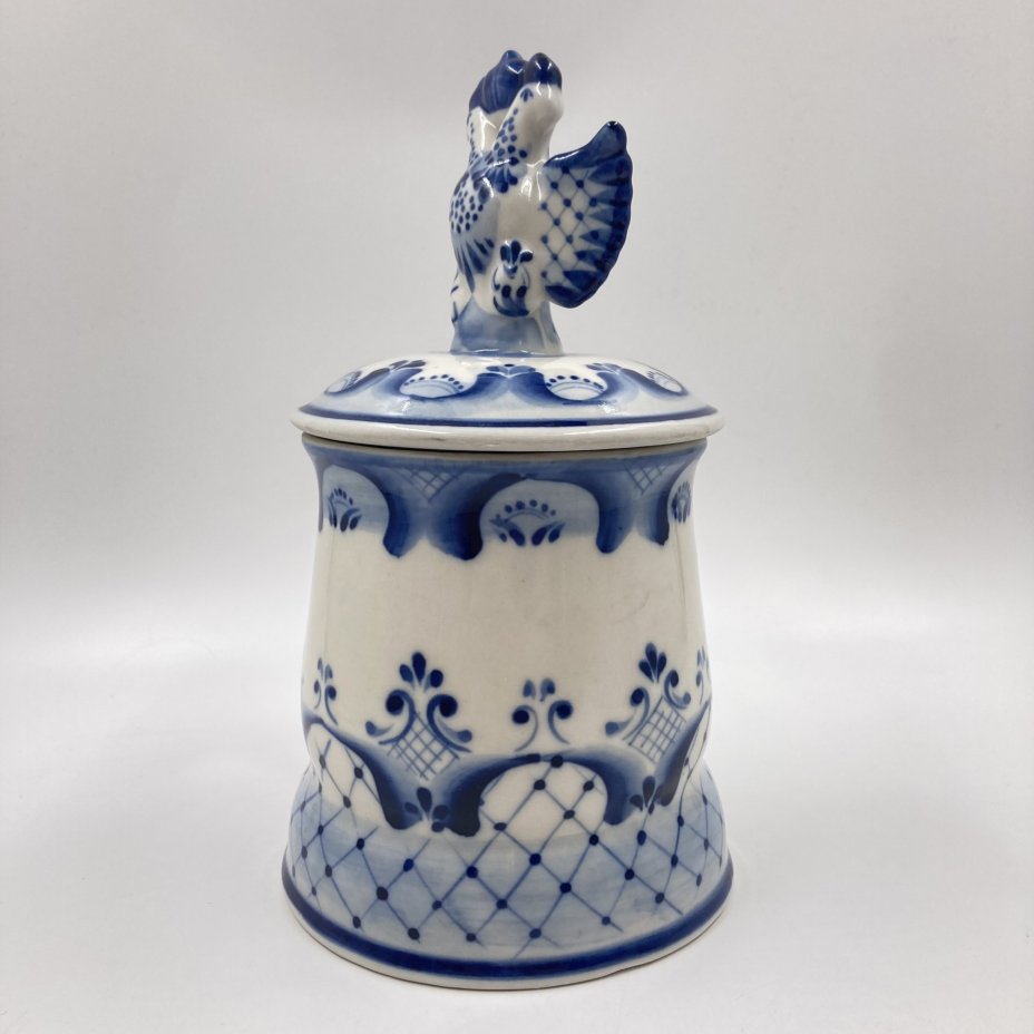 Кружка пивная с крышкой, Гжель