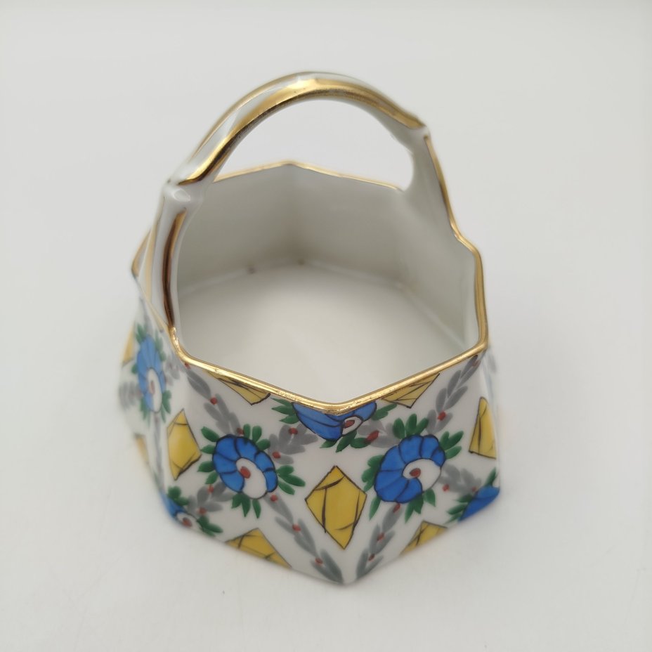 Конфетница-корзиночка, декорированная растительным узором, Haviland