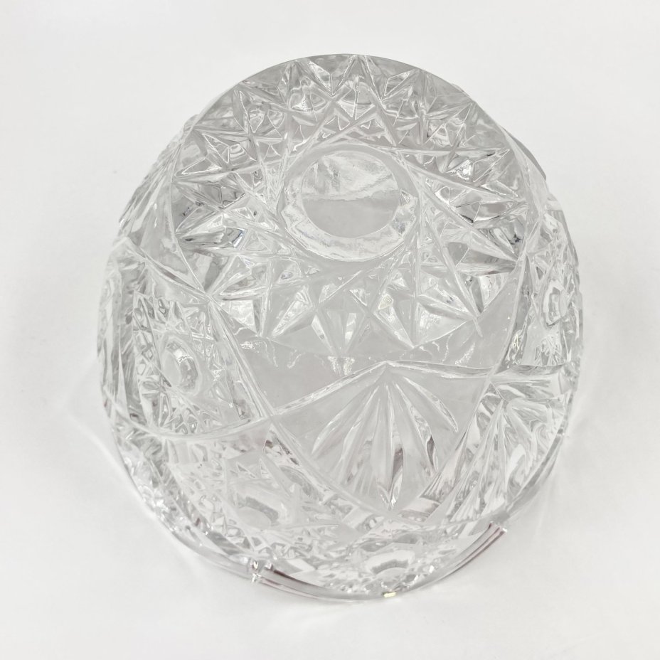 Салатник с резным декором, хрусталь, пресс, СССР, 1970-1990 гг.