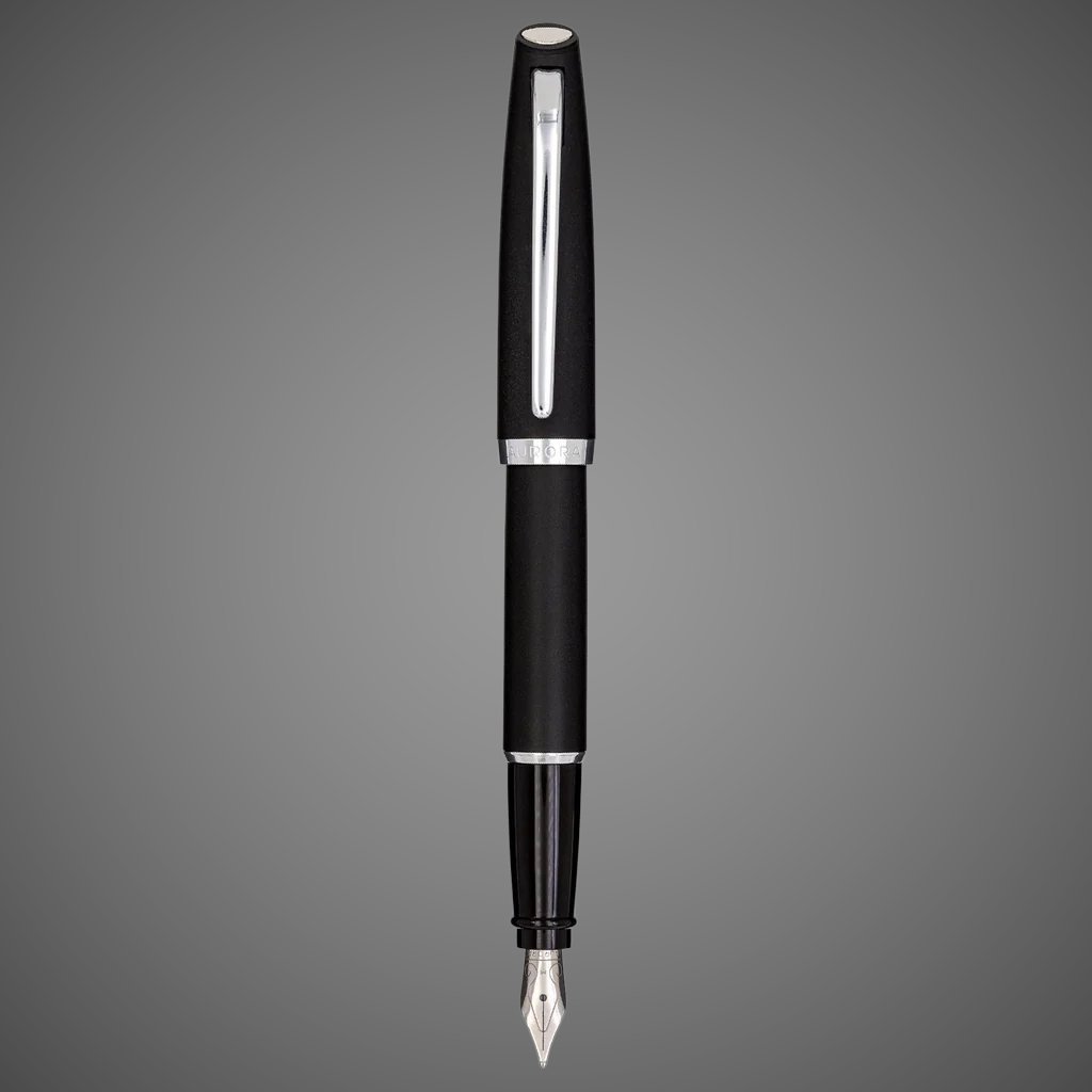 Перьевая ручка Aurora Style Resina Matt Black CT, перо - M, в подарочной коробке, Лаки и смолы: смола, хром