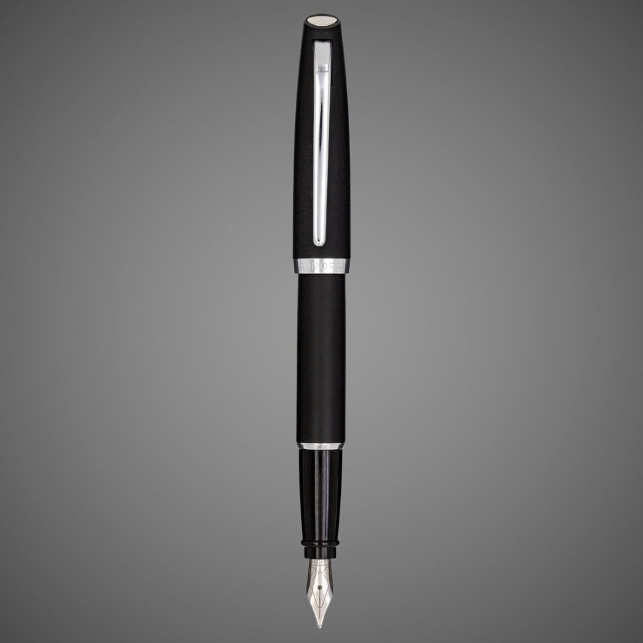 Перьевая ручка Aurora Style Resina Matt Black CT, перо - M, в подарочной коробке, Лаки и смолы: смола, хром