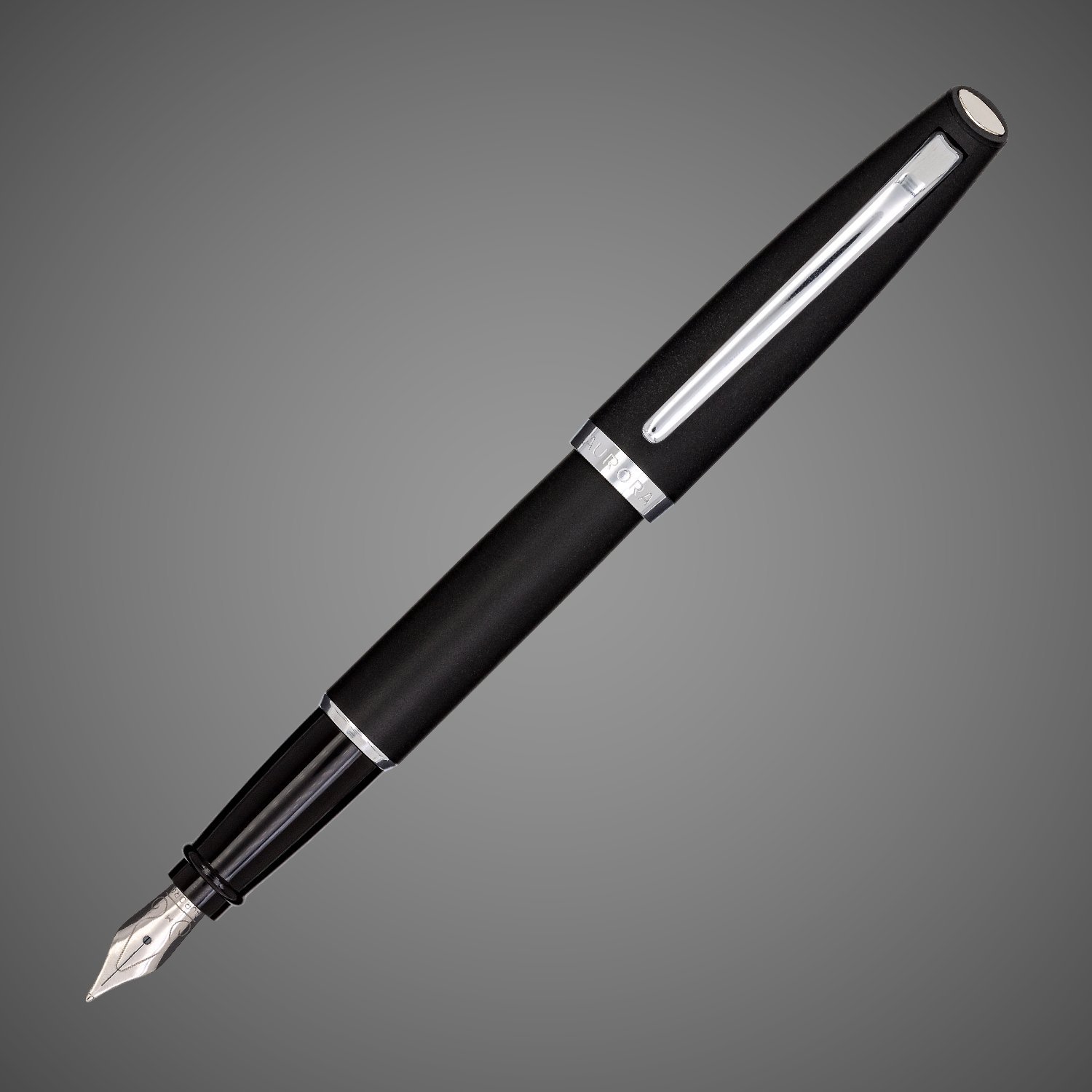 Перьевая ручка Aurora Style Resina Matt Black CT, перо - M, в подарочной коробке, Лаки и смолы: смола, хром
