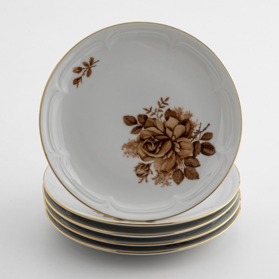 Обеденный набор на 5 персон (18 предметов), декорированный изображениями роз