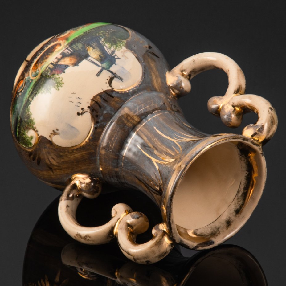 Ваза декоративная, украшенная изображением ветряной мельницы, H. Bequet Quaregnon