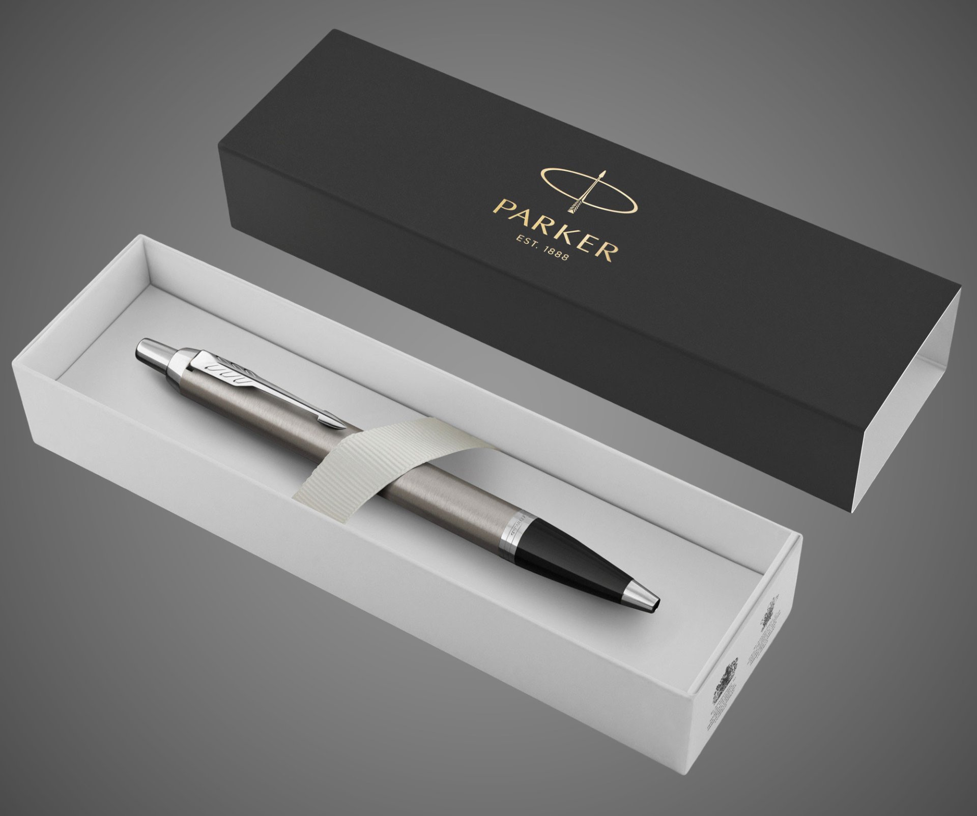 Шариковая ручка Parker IM Stainless Steel CT, стержень: M, цвет чернил: blue, в подарочной упаковке., Пластик и полимеры: пластик, сталь, хром