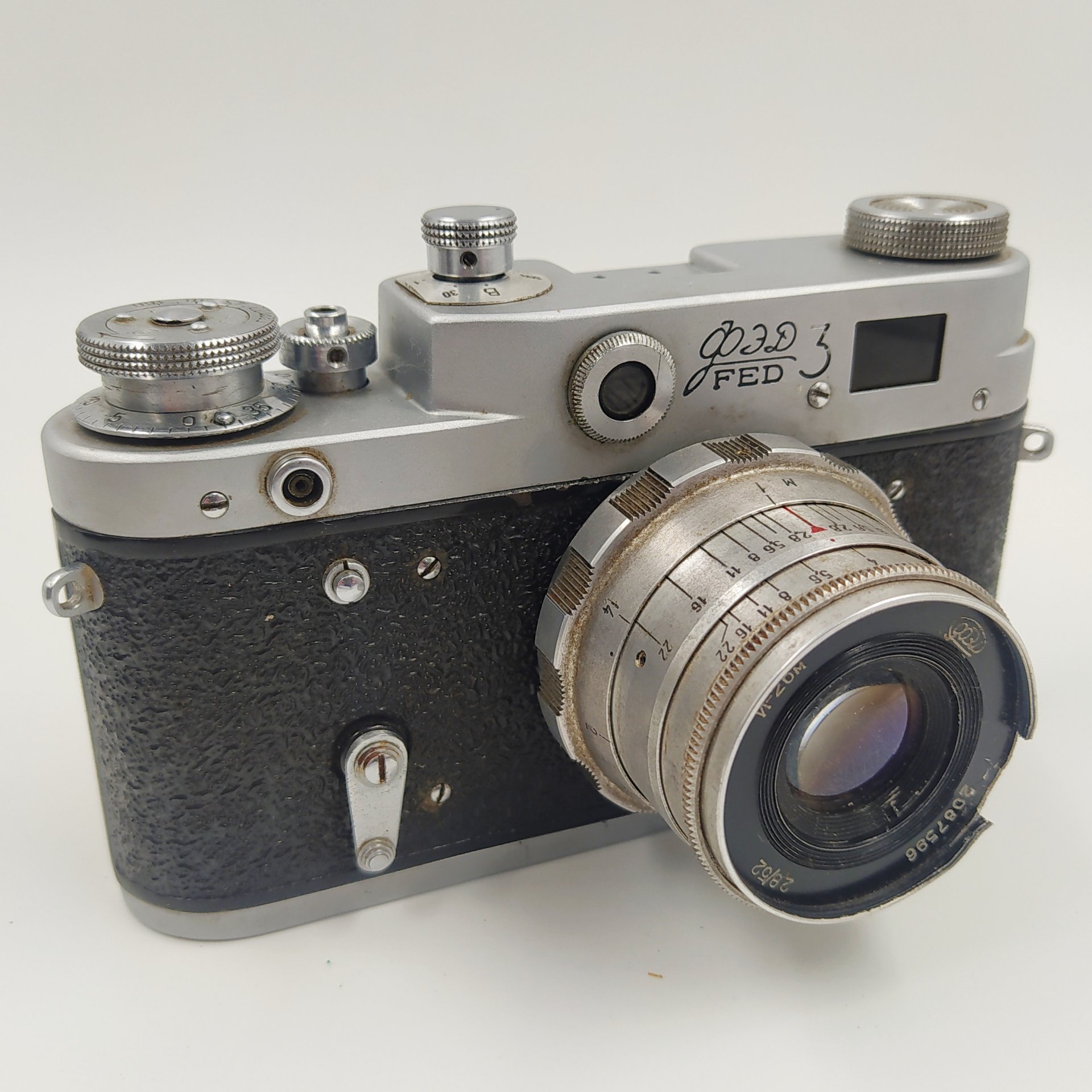 Фотоаппарат "ФЭД-3" с объективом "Индустар-26м", металл, стекло, пластик, кожа, Харьковский машиностроительный завод им. Дзержинского (ФЭД), СССР, 1961-1979 гг.