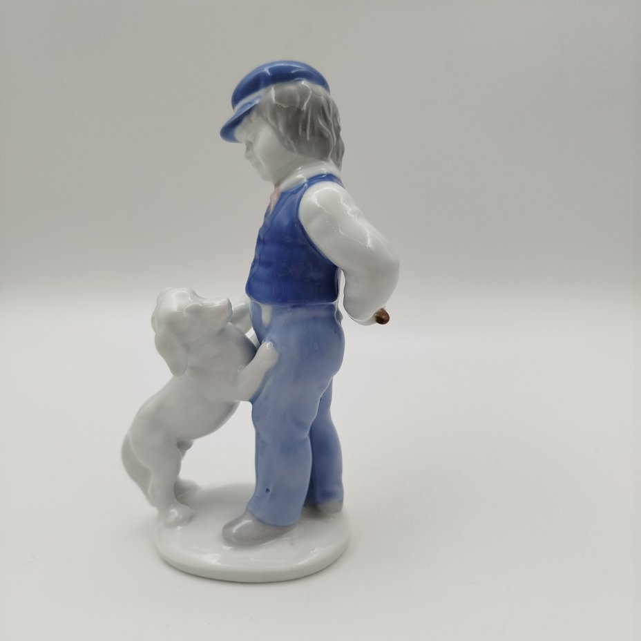 Статуэтка "Мальчик с собакой", фарфор, роспись, Gerold Porzellan Bavaria, Германия, 1949-1989 гг.