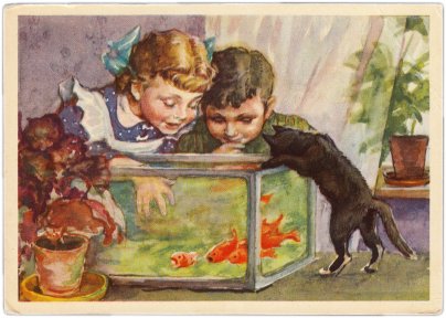 Открытка (открытое письмо) "Запрещенное удовольствие" худ. Л. Острова 1956