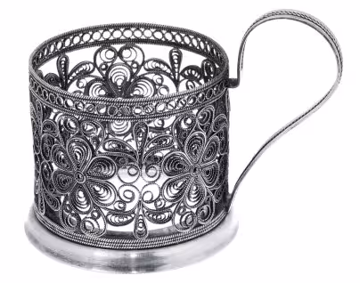 Подстаканник  "Ромашка" в технике "скань", металл, СССР, 1970-1990 гг.
