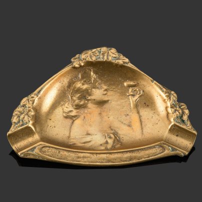 Пепельница в стиле модерн "Дама с бокалом игристого вина", бронза, литье, Западная Европа, 1920-1930 гг.