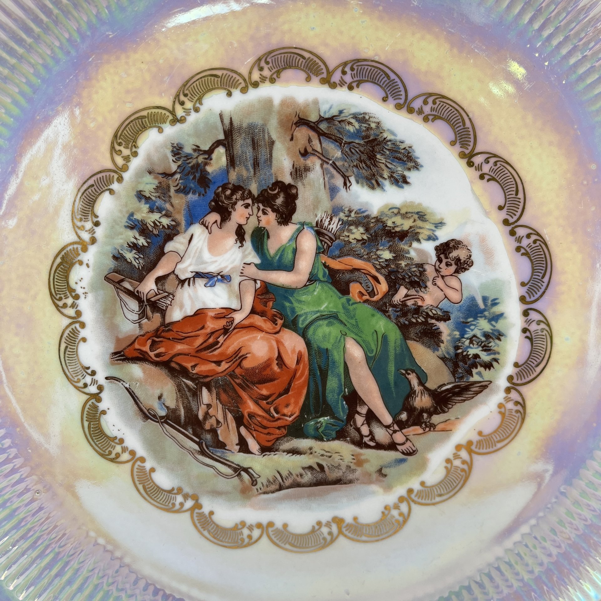 Блюдо сервировочное из сервиза "Мадонна", фарфор, деколь, люстр, золочение, Colditz (Кольдиц), ГДР, 1970-1991 гг.