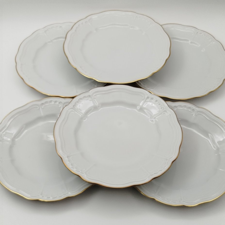 Набор десертных тарелок с рельефным декором на 6 персон, Retsch & Co., Wunsiedel