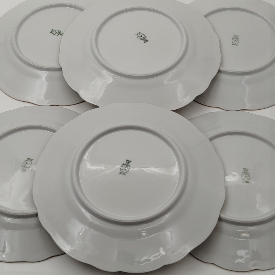 Набор десертных тарелок с рельефным декором на 6 персон, Retsch & Co., Wunsiedel