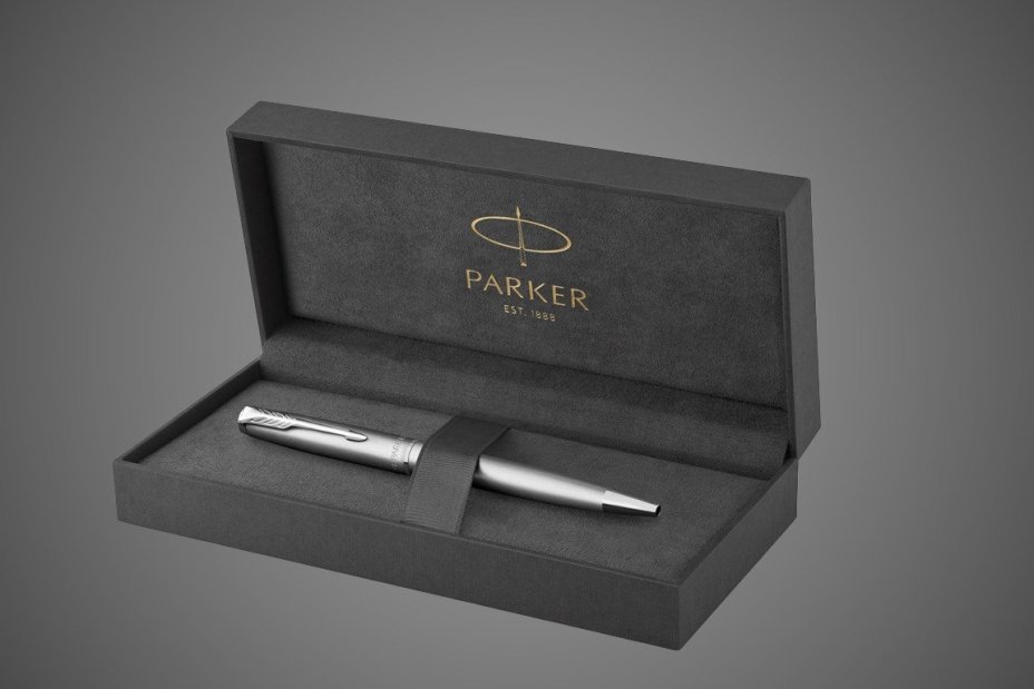 Шариковая ручка Parker Sonnet Stainless Steel CT, толщина линии M, цвет чернил черный, в подарочной упаковке, Металлы: нержавеющая сталь, палладий, пластик
