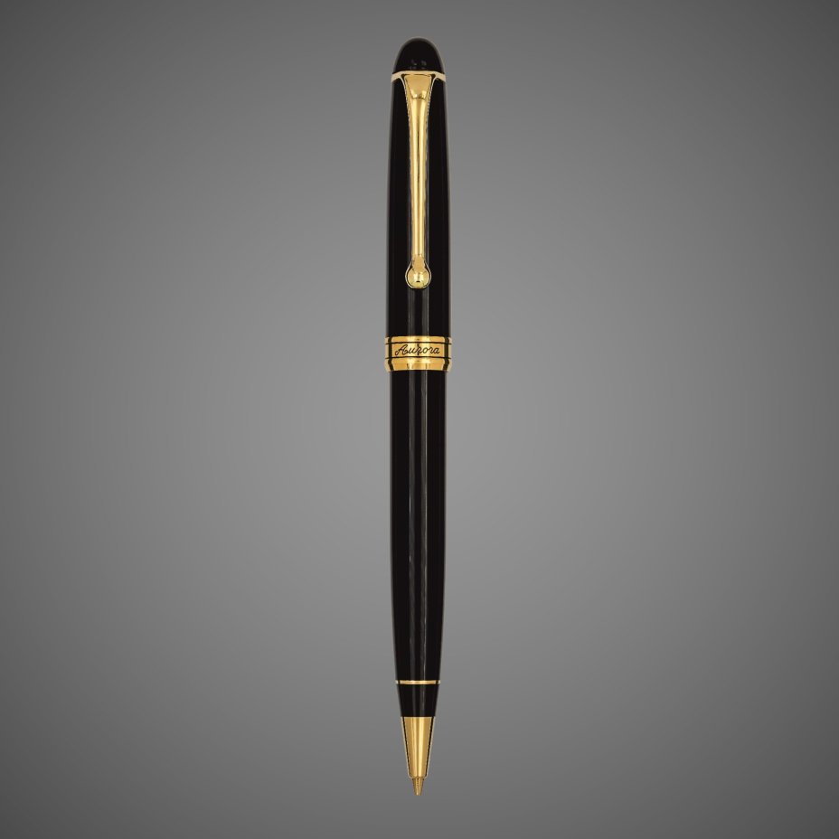Шариковая ручка Aurora Ottantotto black GT, в подарочной коробке, Покрытия: позолота, позолота, смола