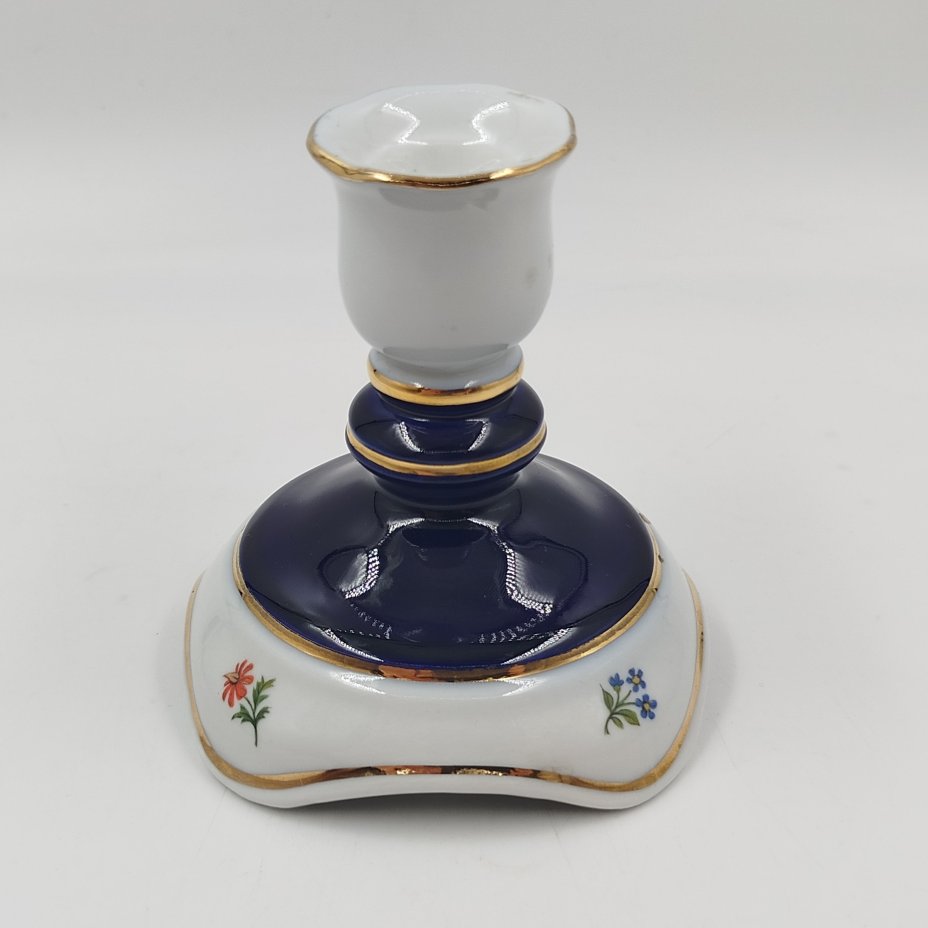 Подсвечник кобальтового цвета с цветочным декором, Cluj-Napoca Porcelain