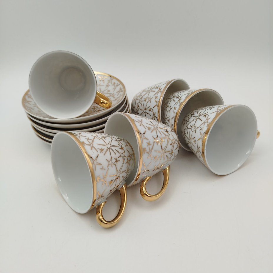 Набор из 6-ти кофейных пар, украшенных звездами, Moritz Zdekauer (MZ)