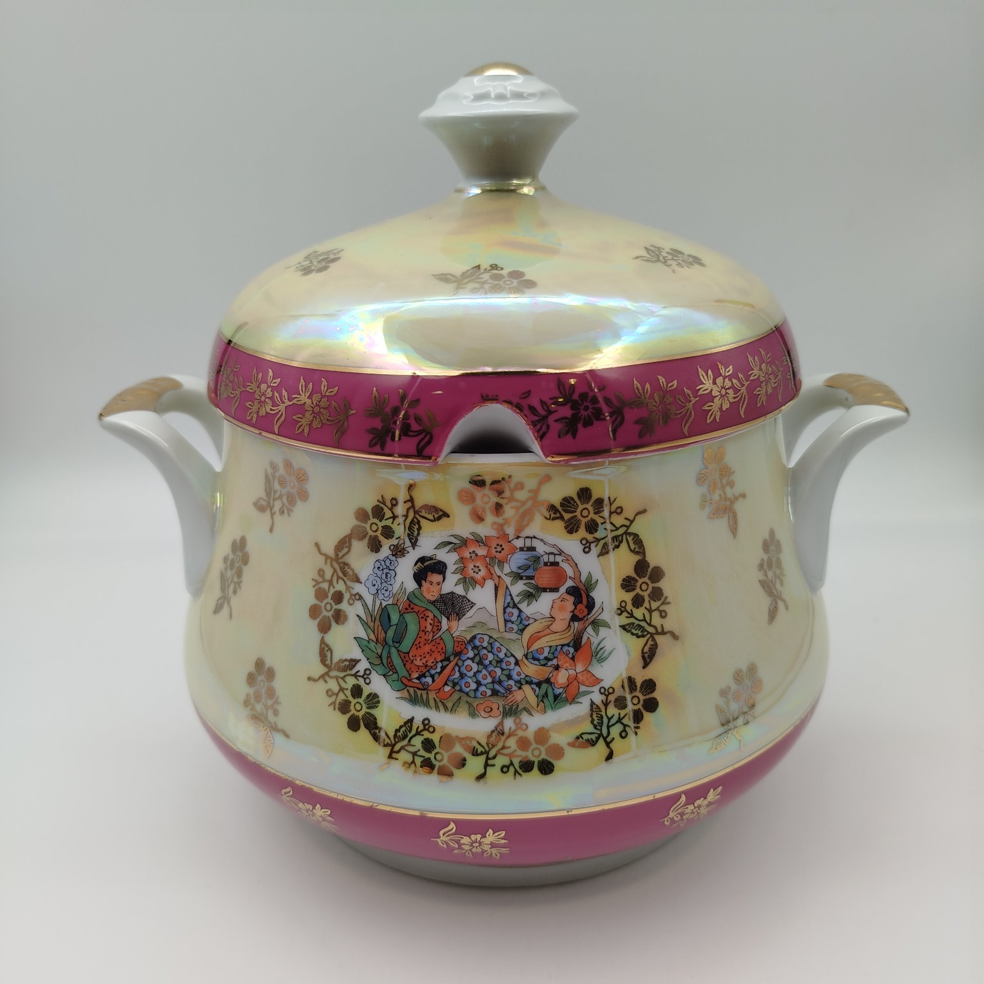 Супница/терина из сервиза "Гейша", фарфор, люстр, деколь, золочение, Spezial Eisenberg Porzellan (SEP), ГДР, 1960-1980 гг.