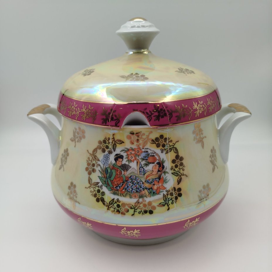 Супница/терина из сервиза "Гейша", фарфор, люстр, деколь, золочение, Spezial Eisenberg Porzellan (SEP), ГДР, 1960-1980 гг.