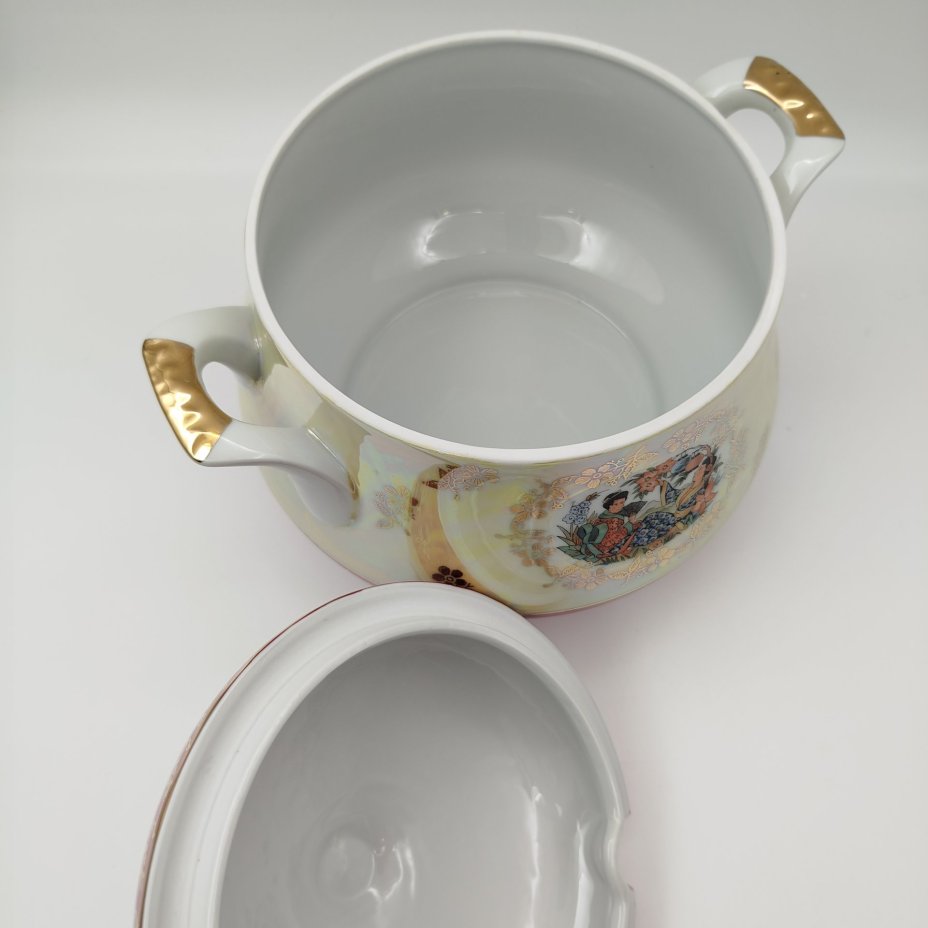 Супница/терина из сервиза "Гейша", фарфор, люстр, деколь, золочение, Spezial Eisenberg Porzellan (SEP), ГДР, 1960-1980 гг.