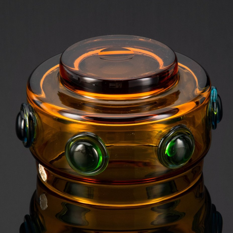 Ваза (фруктовница) необычной формы  Prachen , дизайн Josef Hospodka, стекло, гутная техника, налепы, Bohemia Crystalite, Чехословакия, 1969-1970 гг.