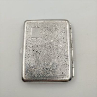 Портсигар с растительным декором, металл, серебрение, August Wellner Söhne, Германия, 1935-1950 гг., August Wellner Söhne
