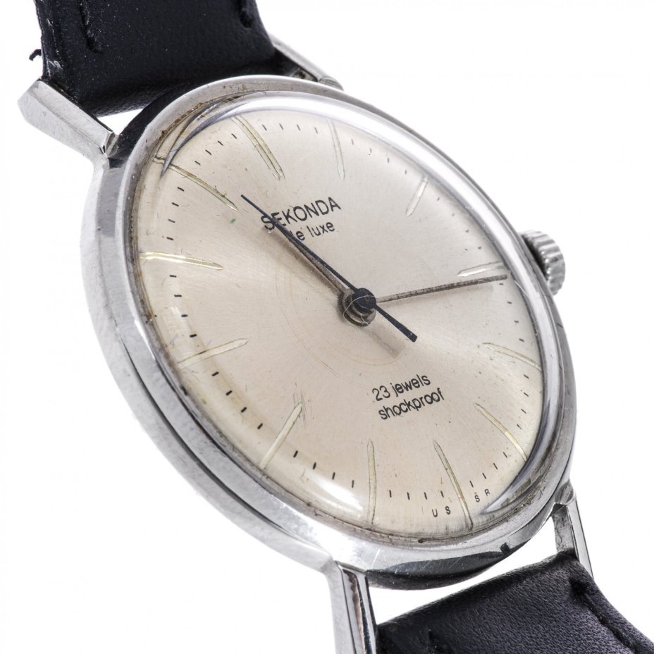 Часы наручные "Sekonda de luxe", сталь, Первый Московский часовой завод им. С.М.Кирова, СССР, 1980-1990 гг.