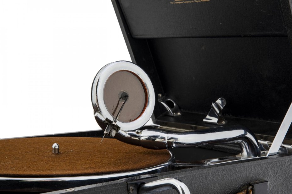 Патефон антикварный, металл, дерево, фирма "His Master's Voice", Великобритания, 1930-1950 гг.