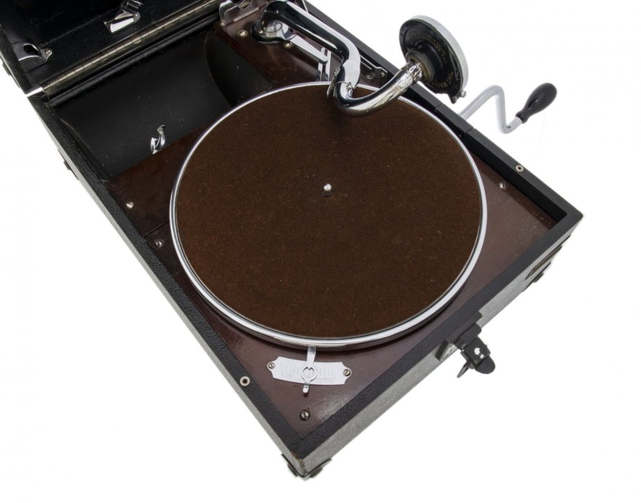 Патефон антикварный, металл, дерево, фирма "His Master's Voice", Великобритания, 1930-1950 гг.
