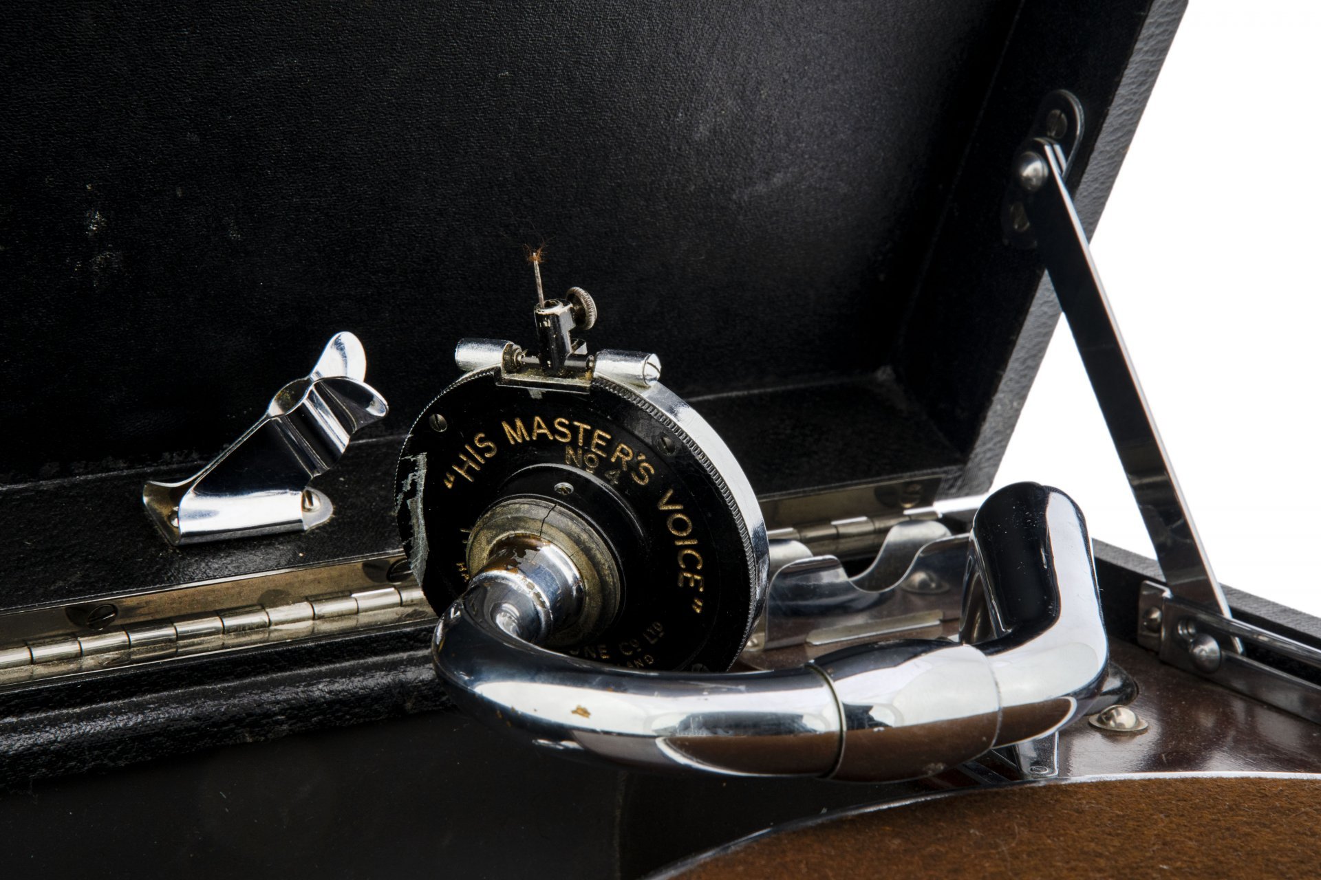 Патефон антикварный, металл, дерево, фирма "His Master's Voice", Великобритания, 1930-1950 гг.