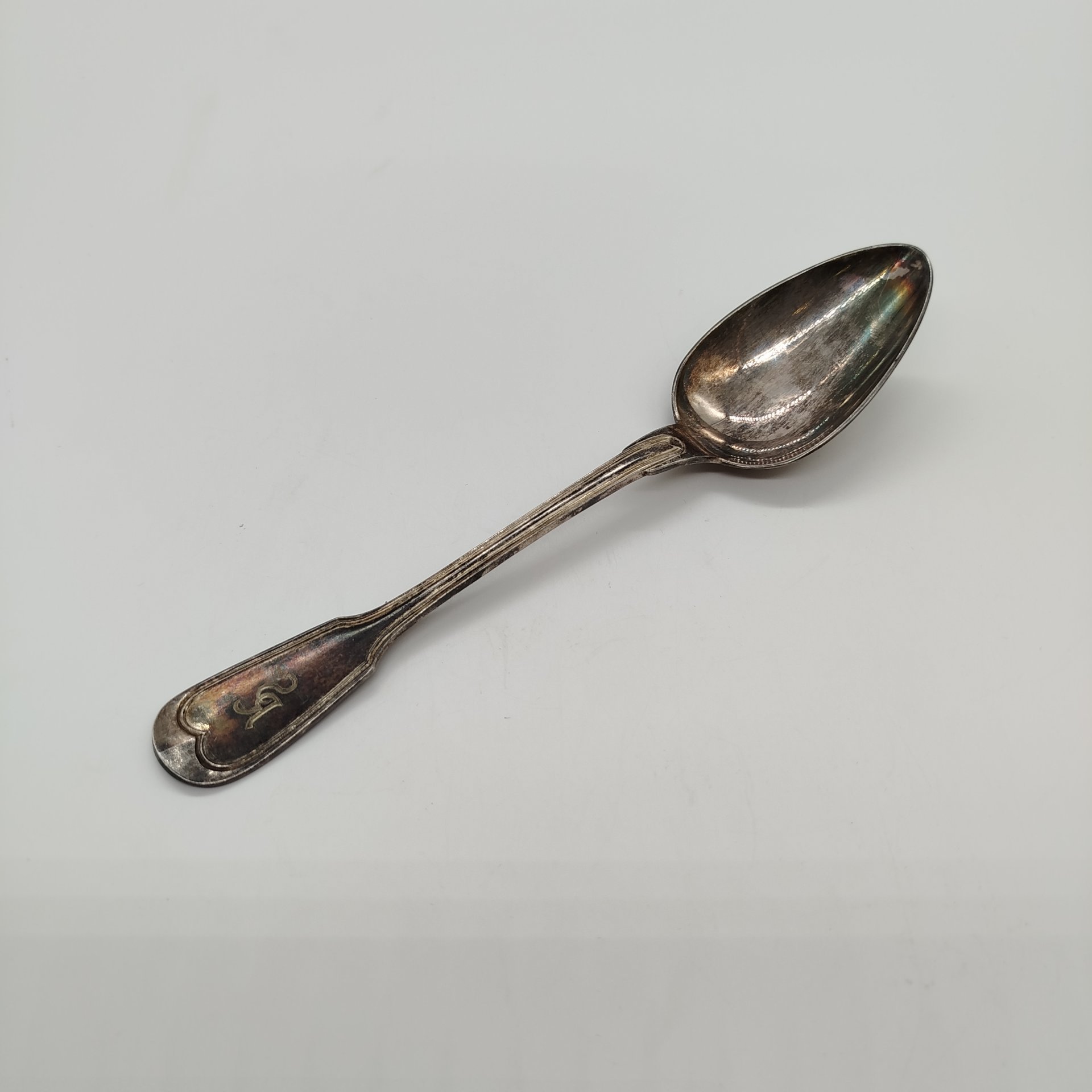 Ложка столовая с монограммой, металл, серебрение, Christofle, Франция, 1935-1983 гг., Christofle