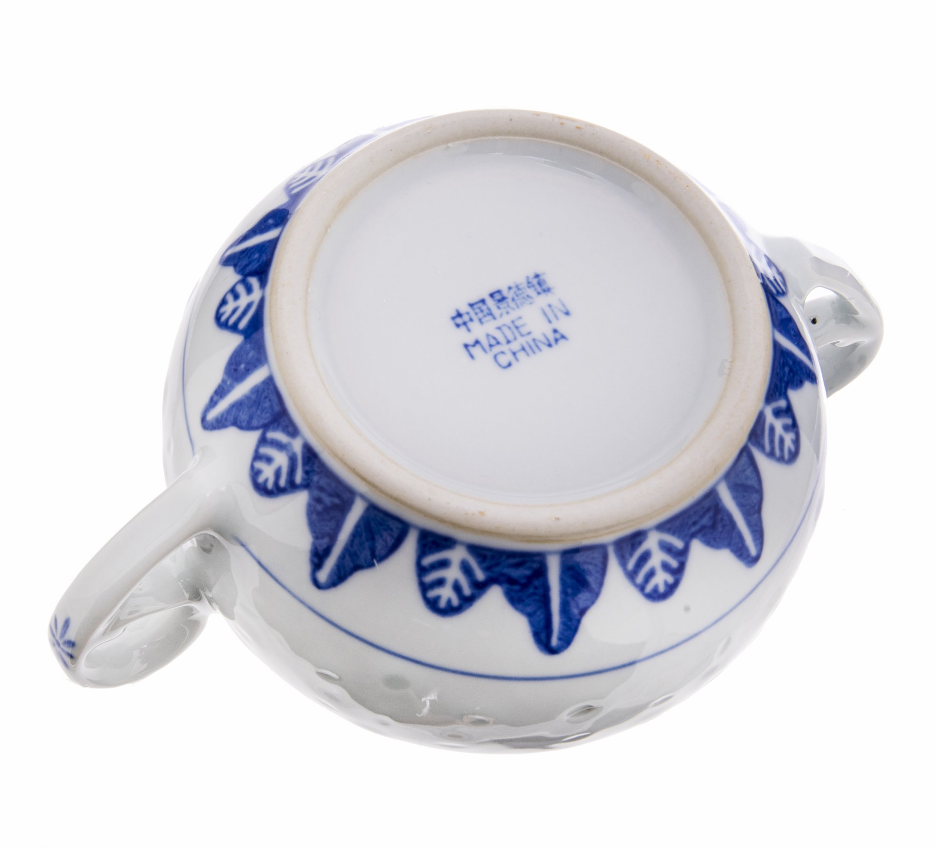 Сахарница с двумя ручками, рисовый  фарфор, деколь, Китай, 1960-1990 гг.
