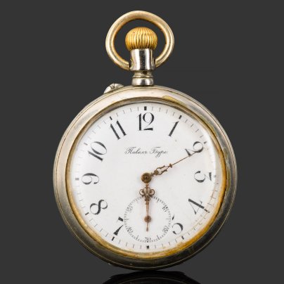 Часы карманные, с дополнительной малой секундной стрелкой, №487991, металл, эмаль, стекло, Павел Буре, Российская империя, 1900-1917 гг.