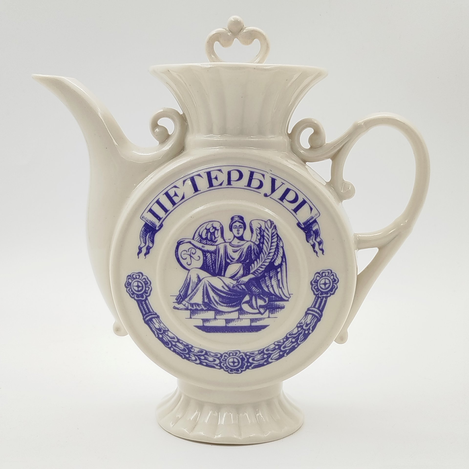 Чайник заварочный "Петербург", фарфор, деколь, золочение, Ленинградский опытный завод (ЛОЗ), СССР, 1980-1990 гг.