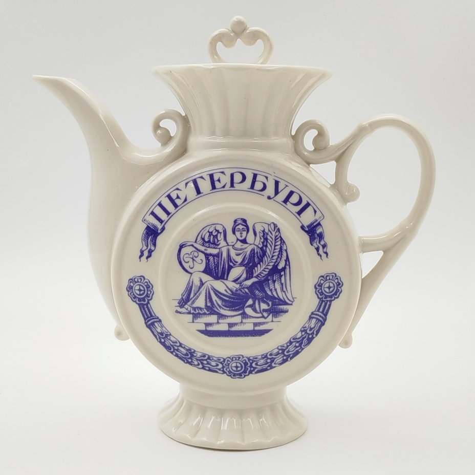 Чайник заварочный "Петербург", фарфор, деколь, золочение, Ленинградский опытный завод (ЛОЗ), СССР, 1980-1990 гг.