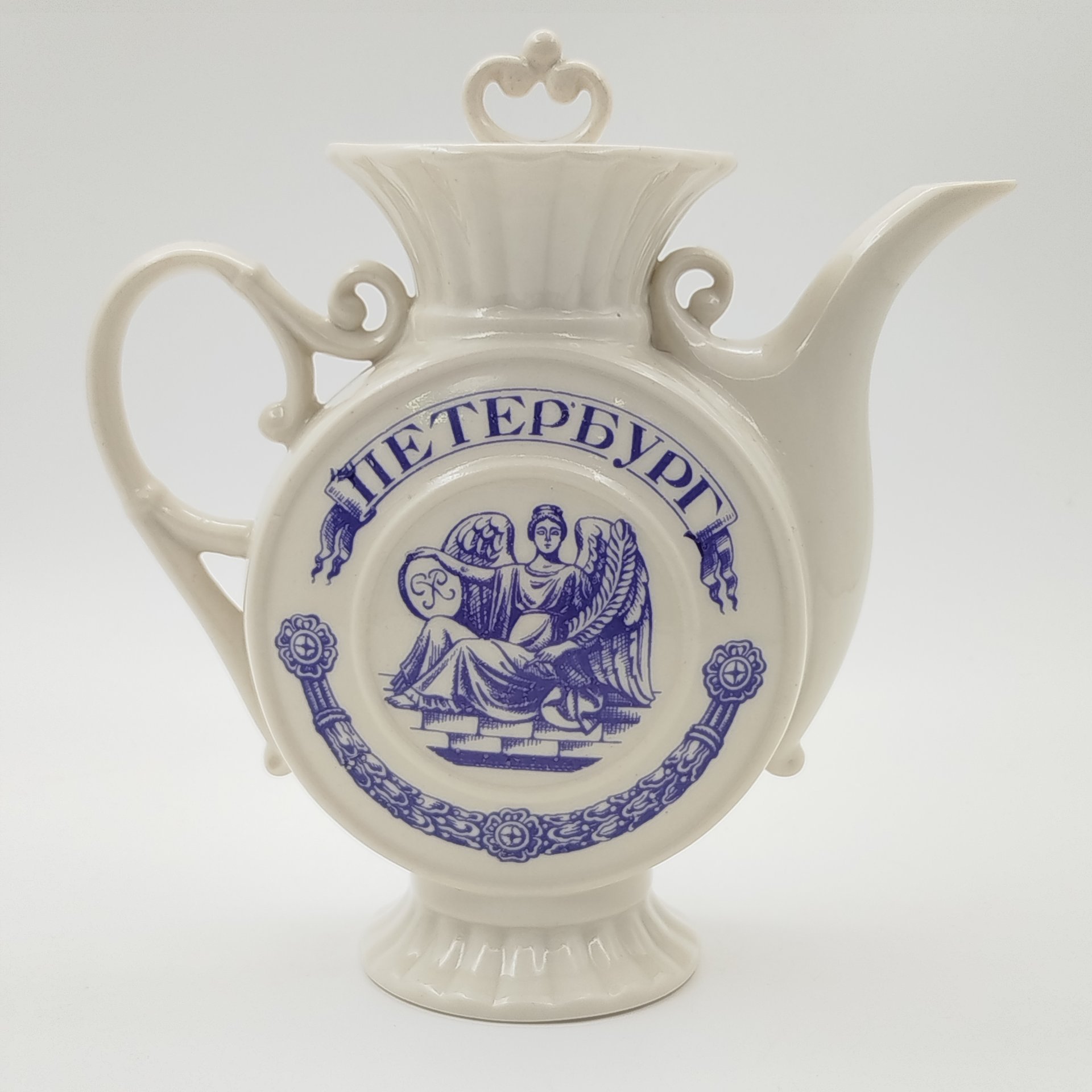 Чайник заварочный "Петербург", фарфор, деколь, золочение, Ленинградский опытный завод (ЛОЗ), СССР, 1980-1990 гг.