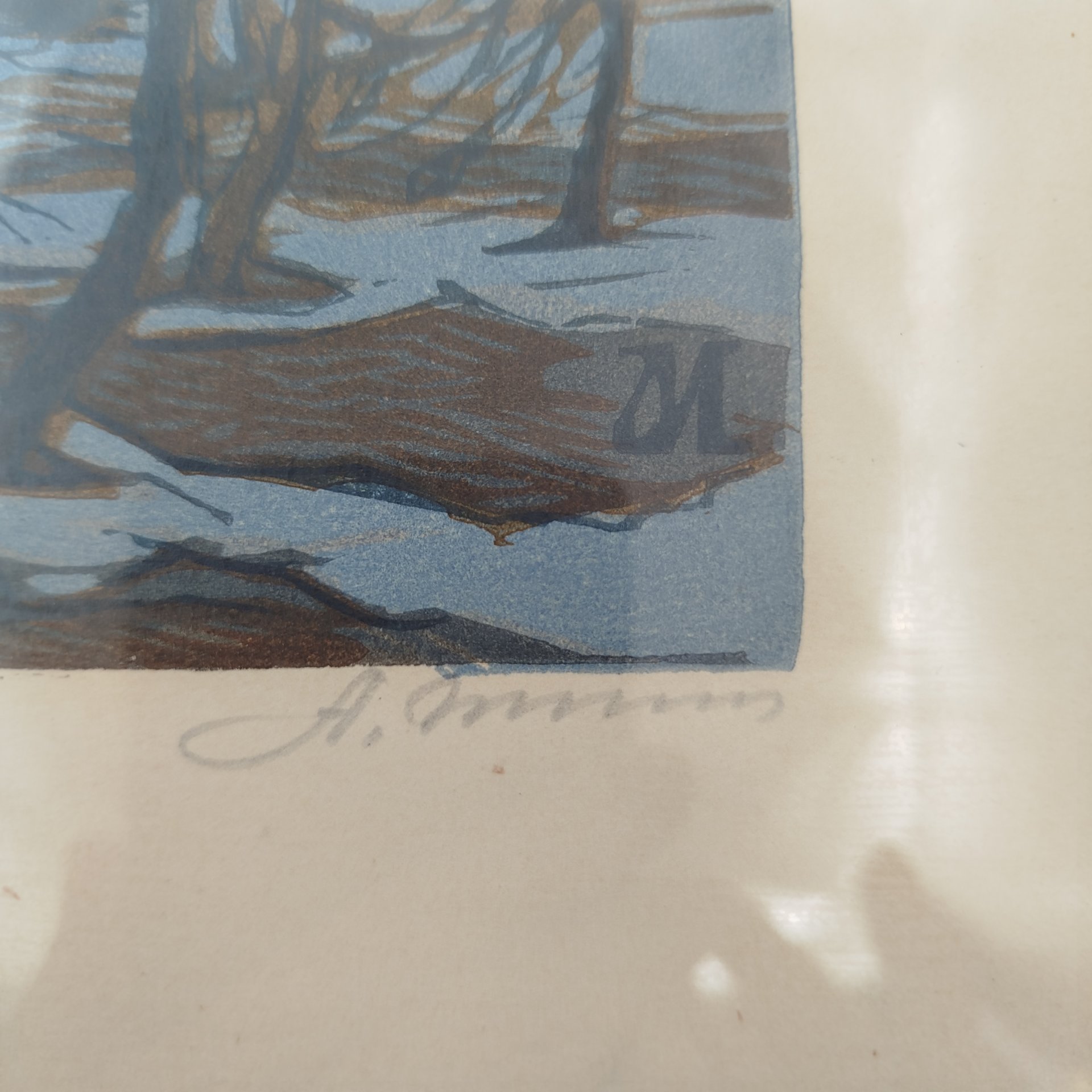 Гравюра "Весенняя песня" автор Иглин Александр Иванович, бумага, цветная линогравюра, металл, СССР, 1940-1960 гг.