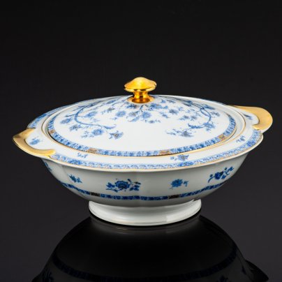 Супница с цветочным декором, фарфор, деколь, золочение, Haviland, Limoges France, Франция, 1942-1980 гг.