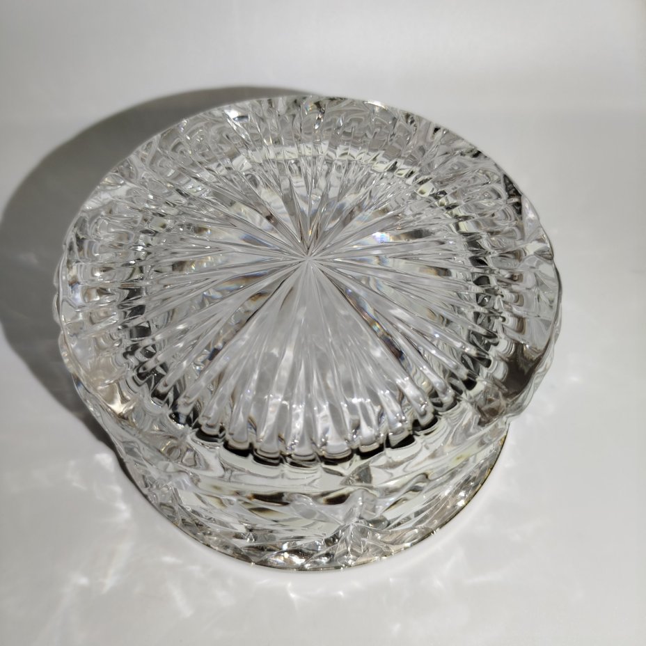 Конфетница круглой формы "Бриллиант", хрусталь, металл, алмазная грань, Гусевской хрустальный завод (Гусь-Хрустальный), СССР, 1980-1990 гг.