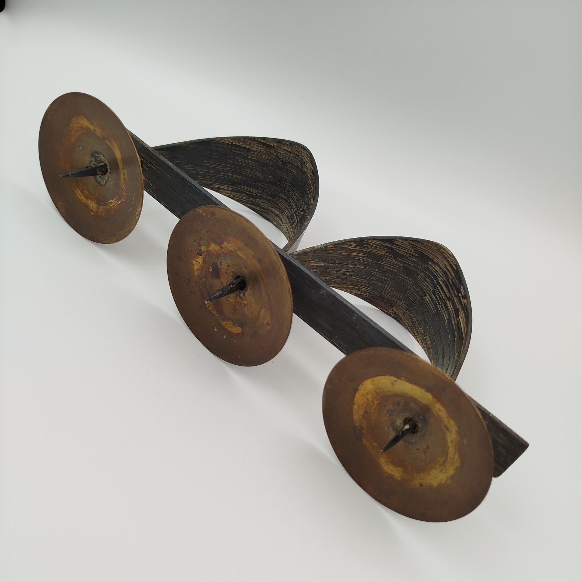 Подсвечник на три свечи, металл, латунь, СССР, 1980-1990 гг.