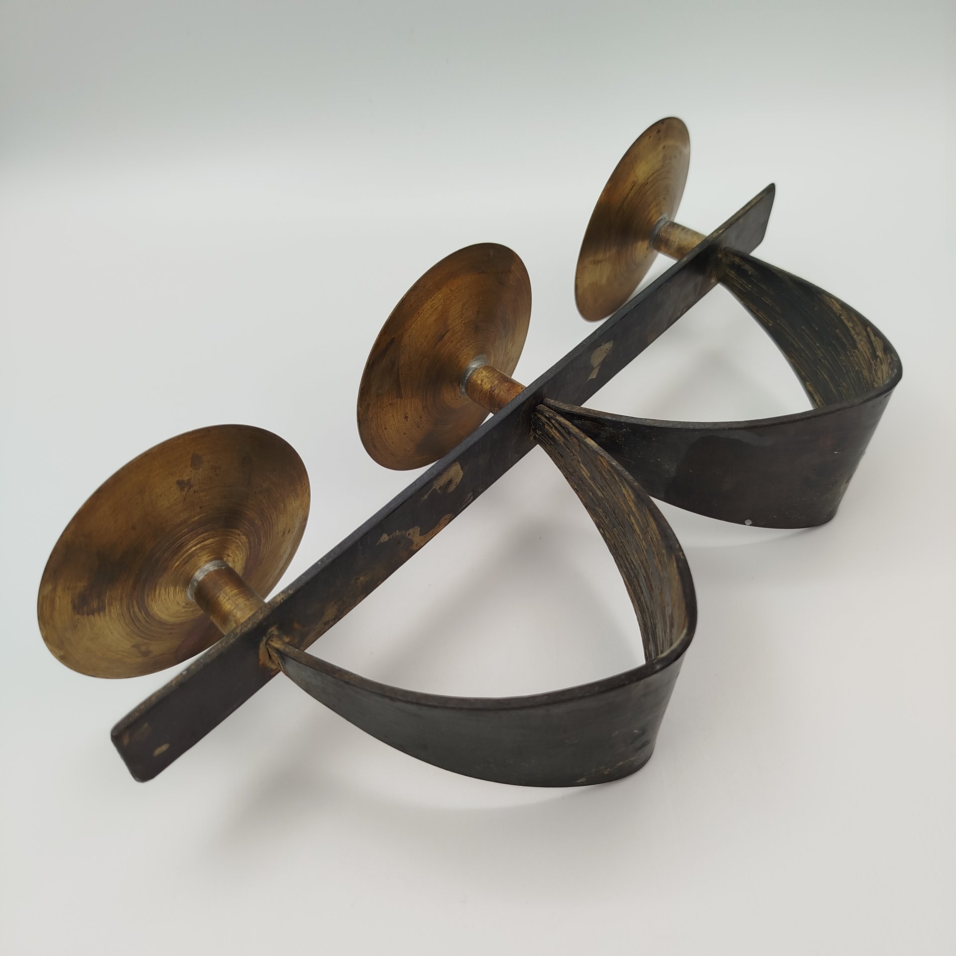 Подсвечник на три свечи, металл, латунь, СССР, 1980-1990 гг.
