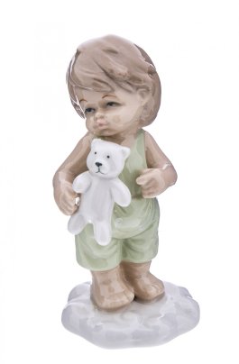 Статуэтка "Мальчик с мишкой ", фарфор, роспись, Китай, 2000-2010 гг.